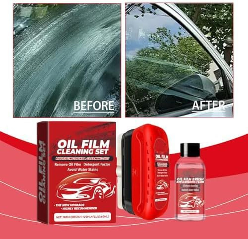 Compositiont.Com Glass Cleaner, Automotive Oil Film Cleaning Brush, Athartle Window Cleaner, Glass Cleaner (1SET)
