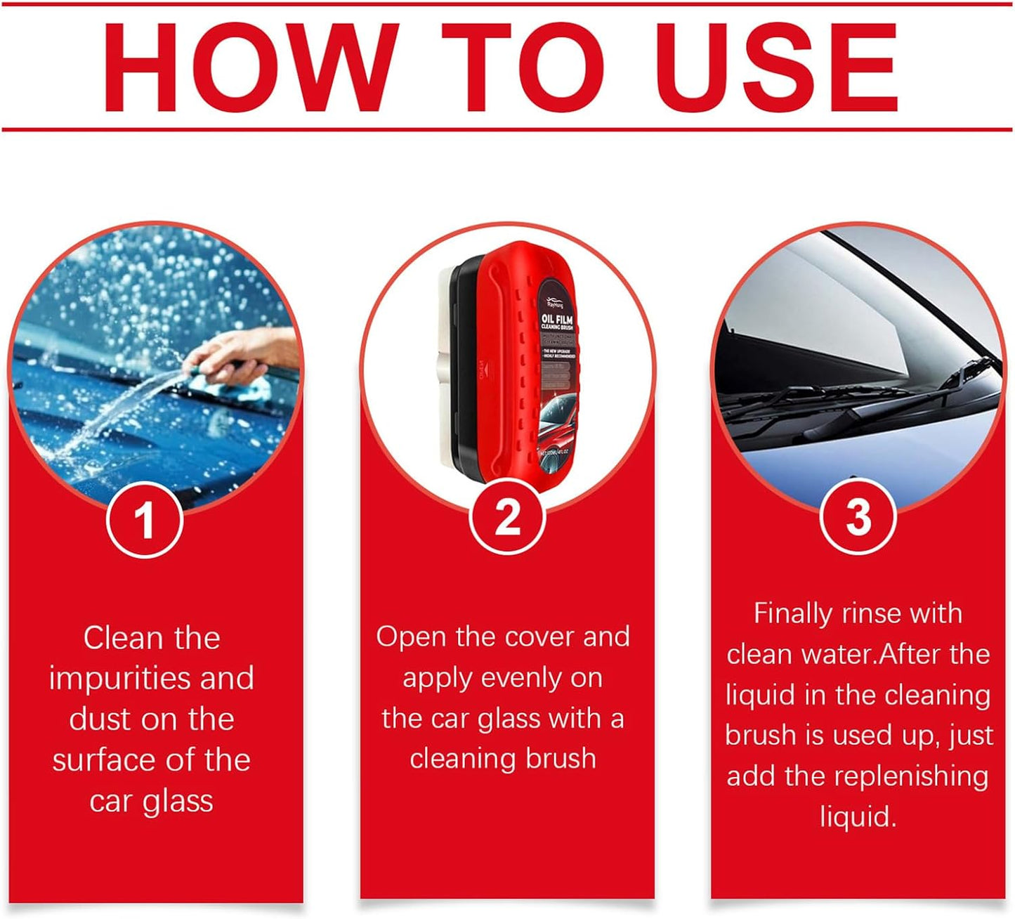 Compositiont.Com Glass Cleaner, Automotive Oil Film Cleaning Brush, Athartle Window Cleaner, Glass Cleaner (1SET)