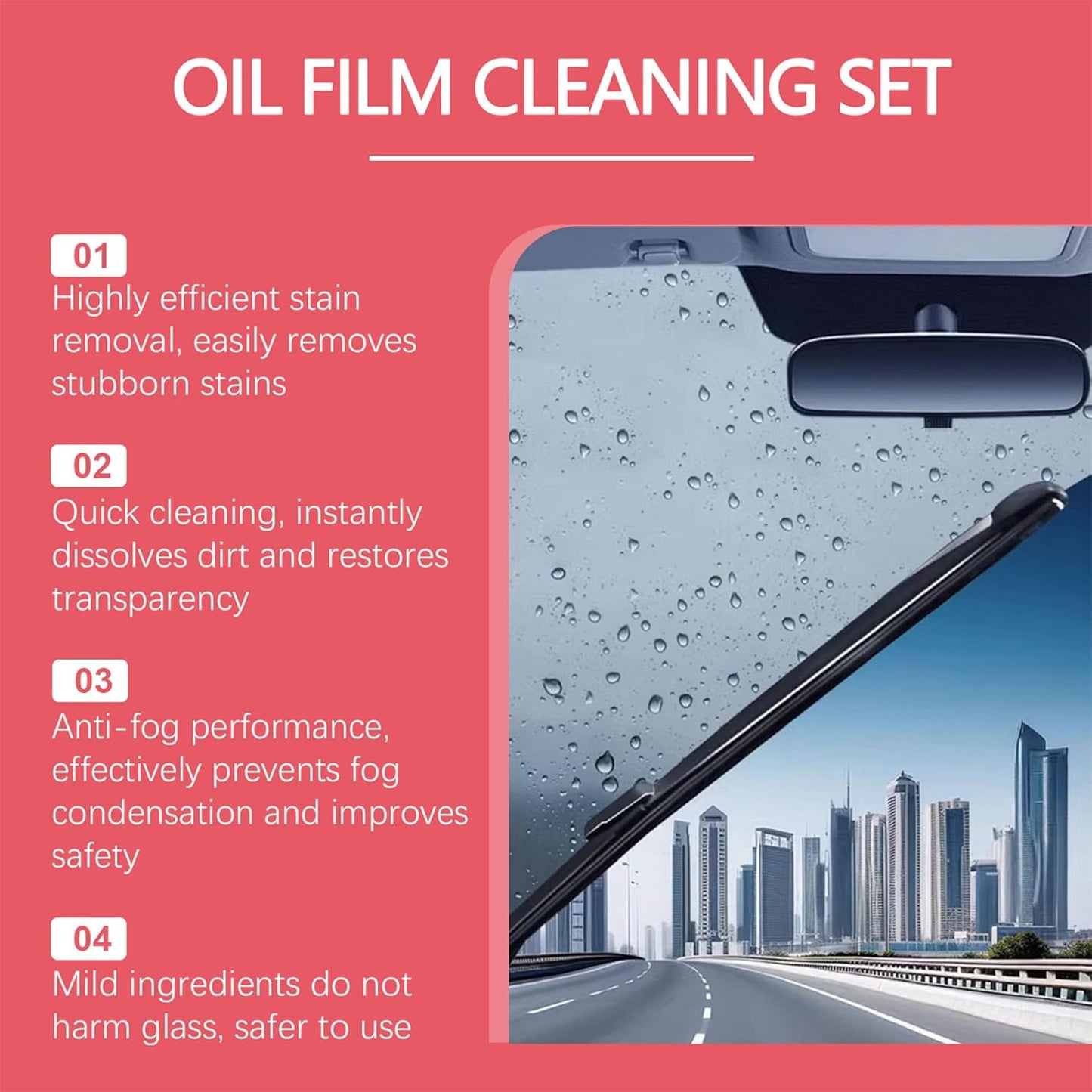 Compositiont.Com Glass Cleaner, Automotive Oil Film Cleaning Brush, Athartle Window Cleaner, Glass Cleaner (1SET)