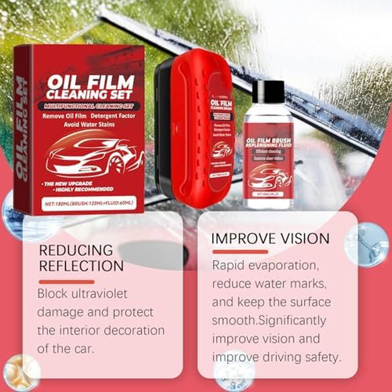 Compositiont.Com Glass Cleaner, Automotive Oil Film Cleaning Brush, Athartle Window Cleaner, Glass Cleaner (1SET)