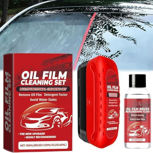 Compositiont.Com Glass Cleaner, Automotive Oil Film Cleaning Brush, Athartle Window Cleaner, Glass Cleaner (1SET)